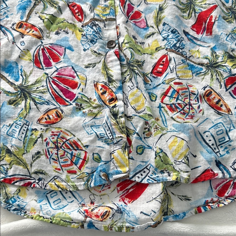 Sonoma Multicolor Tropical Print Button-Up Top - Picture 5 of 6